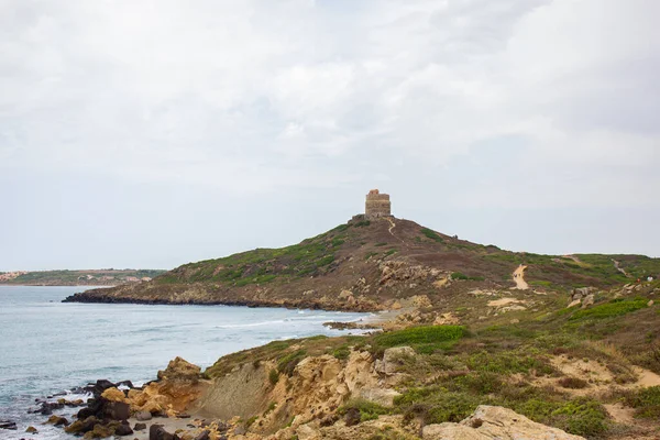 Vue Lointaine Tour San Giovanni Sinis Sur Île Sardaigne Italie — Photo