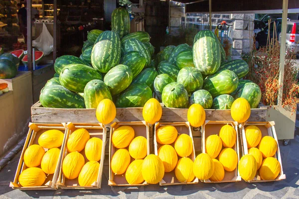 Melons Watermelons Street Food Stand Catania Sicily Italy — Stock Photo, Image