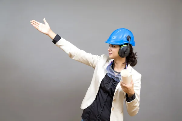 Young woman in protective workwear — Stock Photo, Image