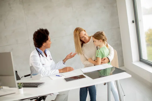 Cute Little Girl Her Mother Pediatrician Examination African American Female — Stock Photo, Image