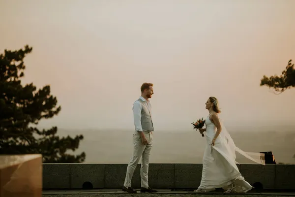 Primer Plano Linda Pareja Recién Casados —  Fotos de Stock