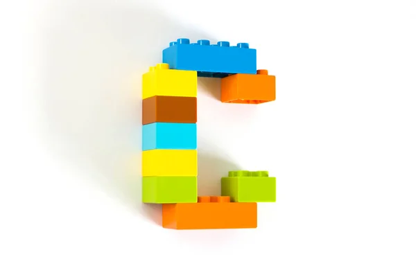 Colorful Toy Brick Letter Isolated White Background — Stock Photo, Image