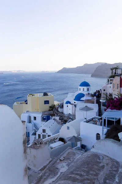 Yunanistan Santorini Adasındaki Oia Köyünde Gün Batımında Manzara — Stok fotoğraf