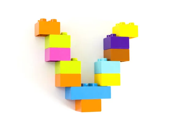 Kolorowe Zabawki Cegły Litery Izolowane Białym Tle — Zdjęcie stockowe
