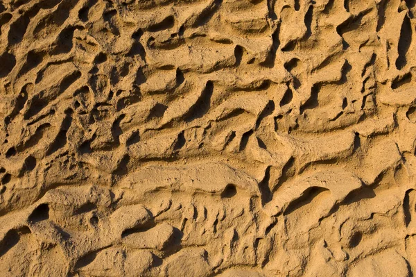 Detailní Pohled Pláž Vlychada Sopečný Popel Písek Skalní Formace Ostrově — Stock fotografie