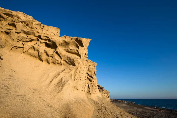 View Vlychada Beach Volcanic Ash Sand Rock Formation Santorini Island — Stock Photo, Image