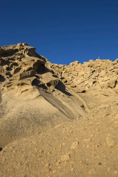 Blick Auf Den Strand Von Vlychada Vulkanasche Sandsteinformation Auf Santorin — Stockfoto