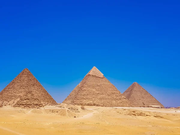 Pirâmides Gizé Egito Vista Planalto Sul Complexo — Fotografia de Stock