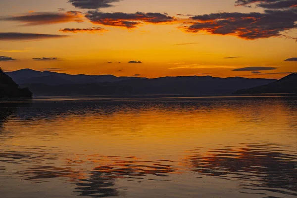 Vue Coucher Soleil Sur Gorge Danube Djerdap Serbie — Photo