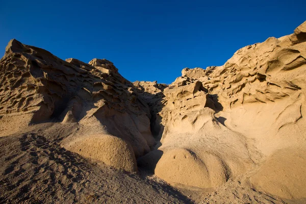 Vista Praia Vlychada Formação Rochas Areia Cinza Vulcânica Ilha Santorini — Fotografia de Stock