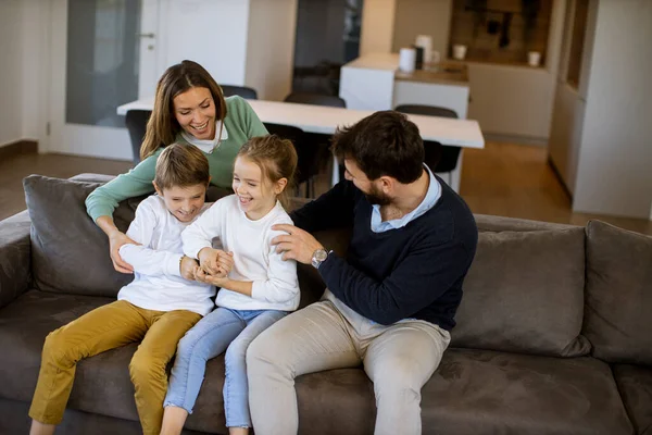 Cute Siblings Fighting Remote Control Home — Stock Photo, Image