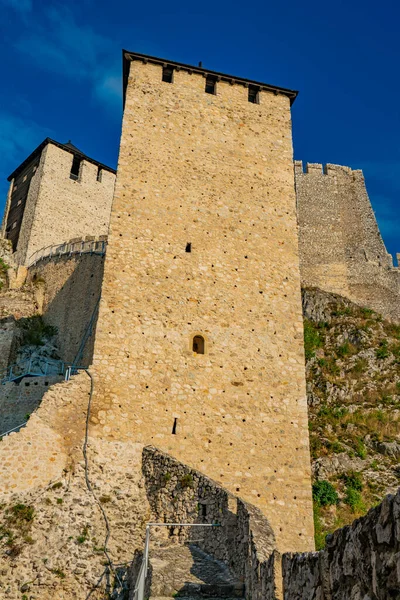 Pohled Středověkou Pevnost Golubac Srbsku — Stock fotografie