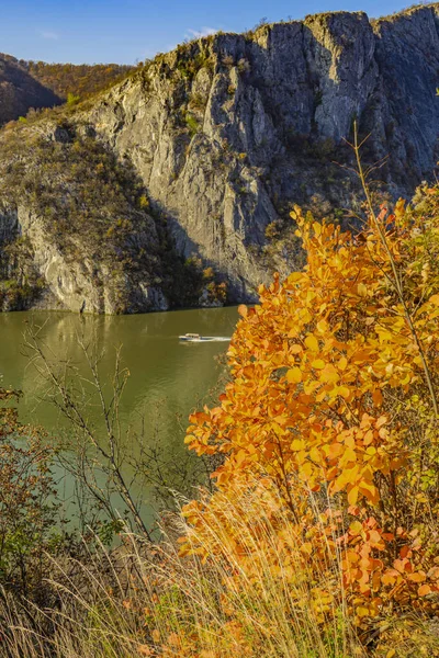 Vista Desfiladeiro Danúbio Djerdap Sérvia Dia Outono — Fotografia de Stock