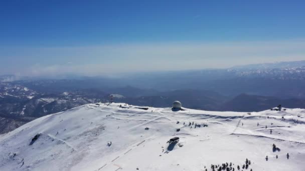 Luchtfoto Van Radarstation Kopaonik Berg Servië Winter — Stockvideo