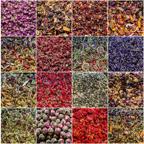 Collage Raw Tea Markett Istanbul Turkey — Stok fotoğraf