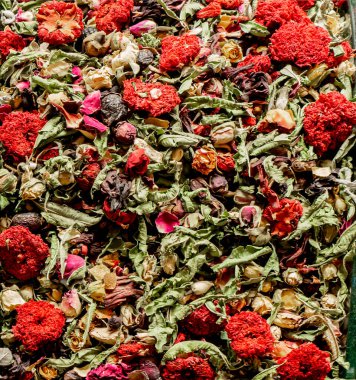 Pazardaki gevşetici çayın yakın çekimi.