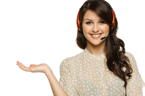 Woman in headset — Stock Photo, Image