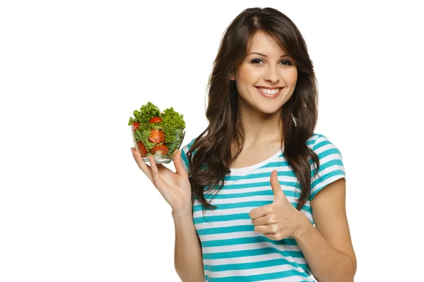 Holding healthy salad meal — Stock Photo, Image