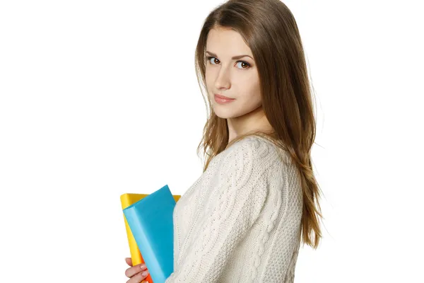 Frau mit Buch in der Hand — Stockfoto