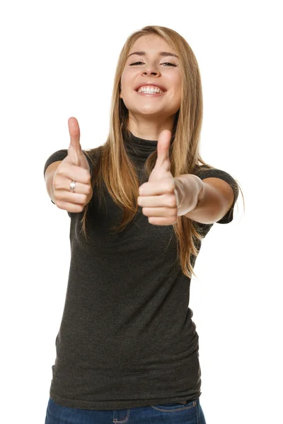 Woman giving thumbs up — Stock Photo, Image