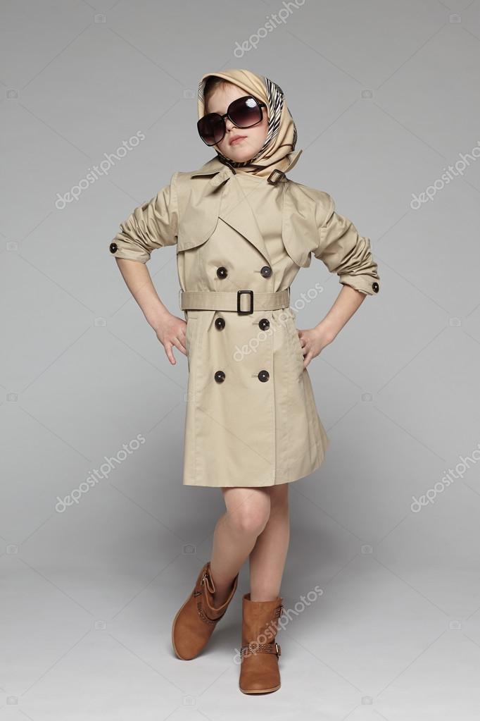 Little Girl Wearing Trench Coat And, Trench Coat For Little Girl