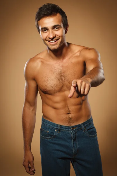 Young smiling male shirtless — Stock Photo, Image