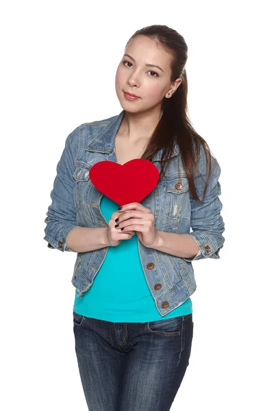 Teen female with heart — Stock Photo, Image