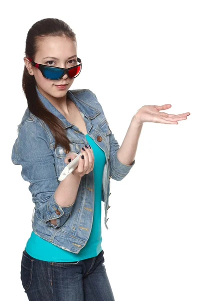 Young female with 3d glasses — Stock Photo, Image