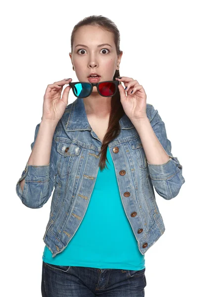 Young female with 3d glasses — Stock Photo, Image