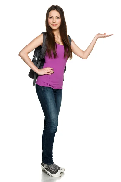 Teen girl wearing backpack — Stock Photo, Image