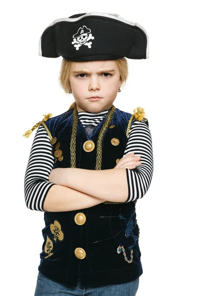 Little pirate standing with folded hands — Stock Photo, Image