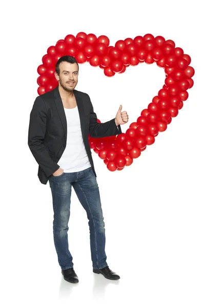 Man standing with heart shape — Stock Photo, Image