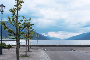 Empty city pier on a summer overcast day, Norway. clipart