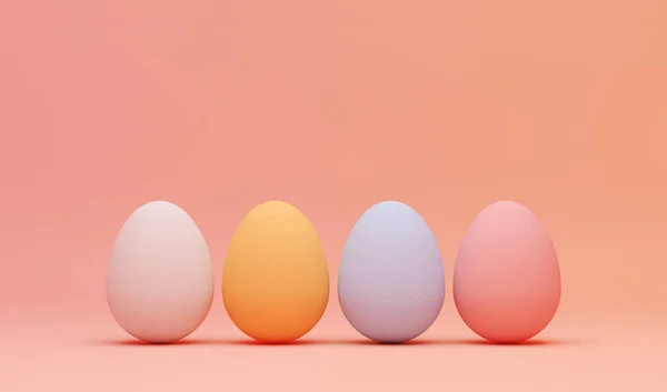 3D renderização de ovos de Páscoa pastel com espaço negativo — Fotografia de Stock