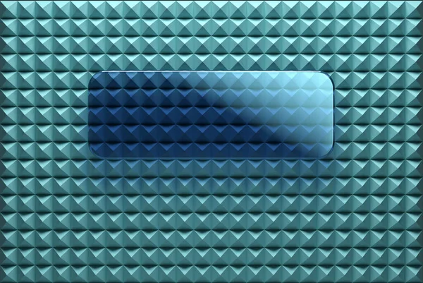 Turquoise acoustic foam panel background with empty glass bar with your ad or text