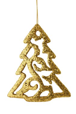 Altın christmas tree izole