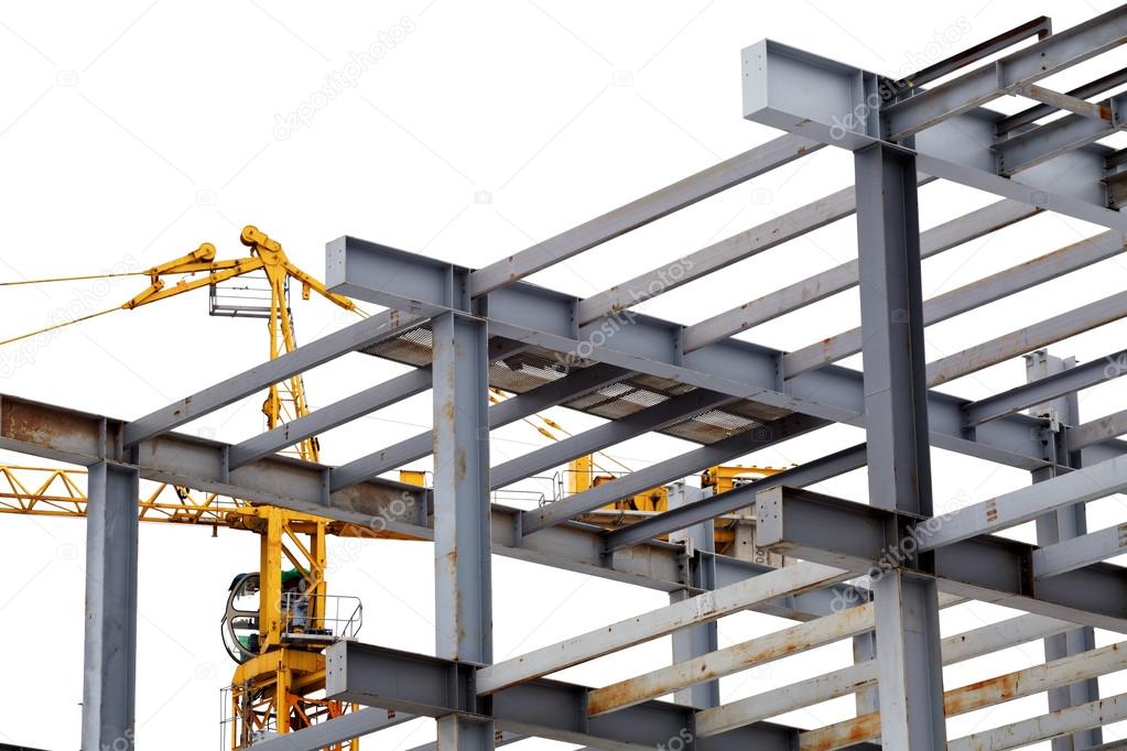 steel construction with girders isolated
