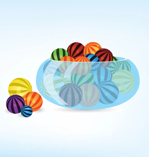 Boules colorées dans un bol — Image vectorielle