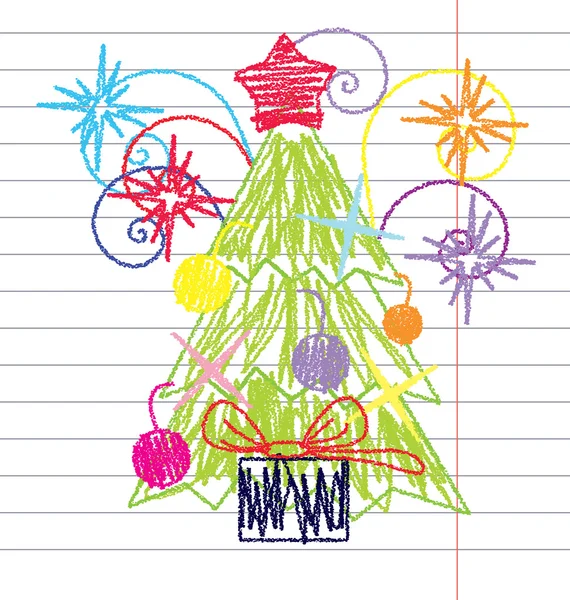 Crayon Arbre de Noël vecteur — Image vectorielle