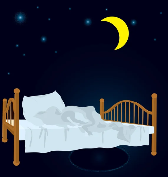 Neustlaná postel za měsíc vektor — Stockový vektor