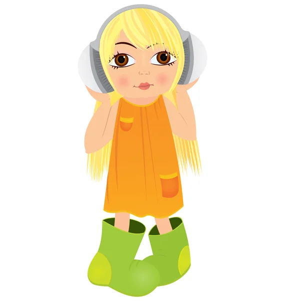 Cartoon girl headphone vector — Stock Vector