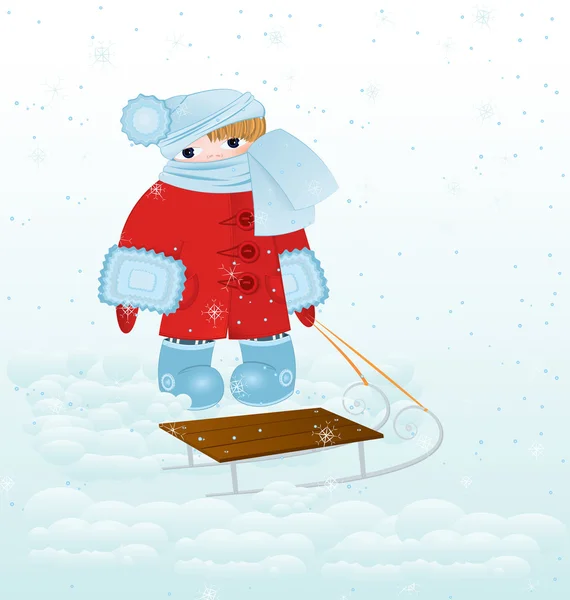 Cartoon kid with snow vector — Stock Vector