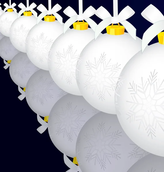 Christmas balls in row vector — Stock Vector