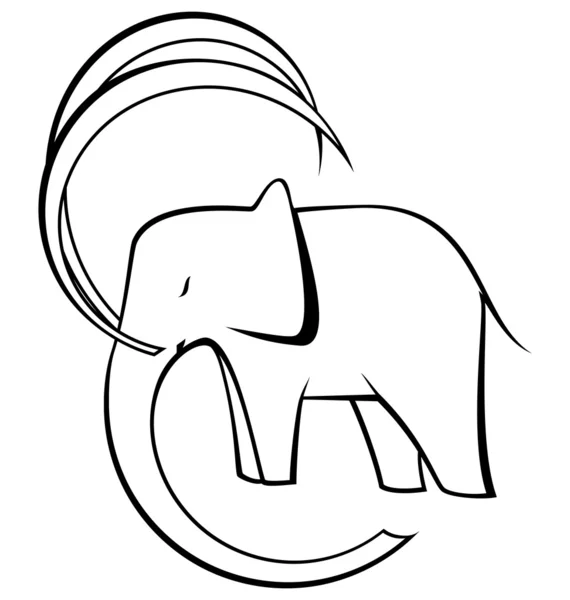 Zwarte en witte olifant vector — Stockvector
