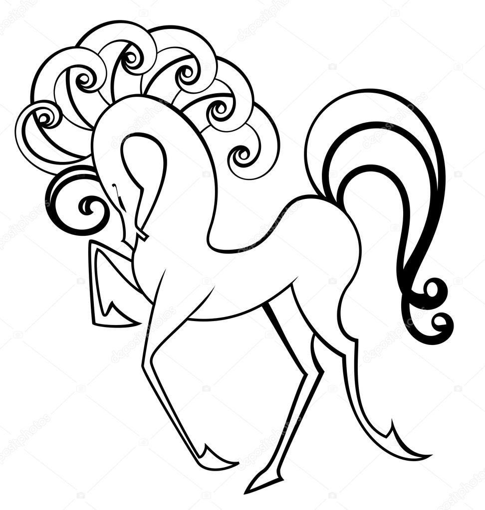 Black and white swirl horse vector