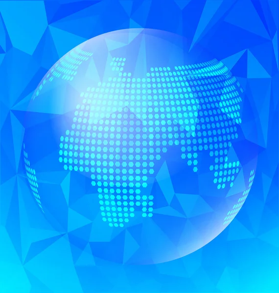 Abstrato azul poligonal com globo — Vetor de Stock
