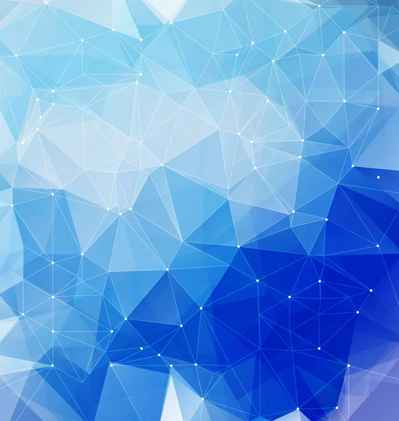 Blå månghörnigt mosaik med netto — Stock vektor