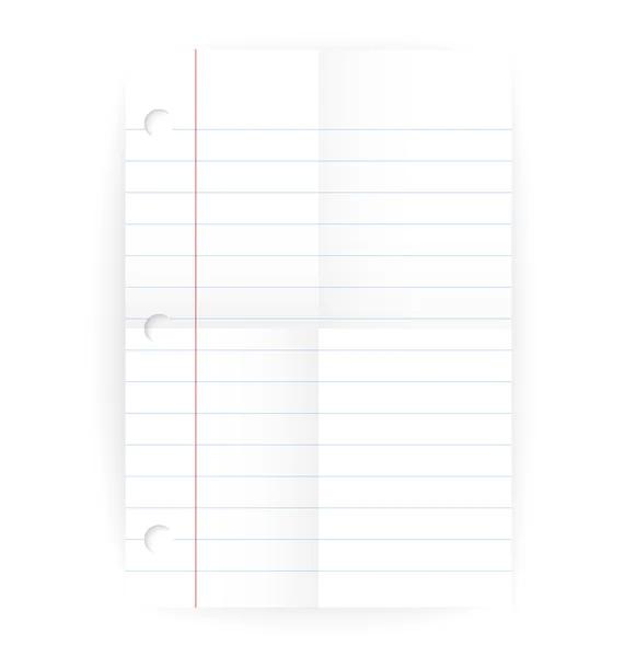 Vector notepad ruled blank page with folds — Stock Vector