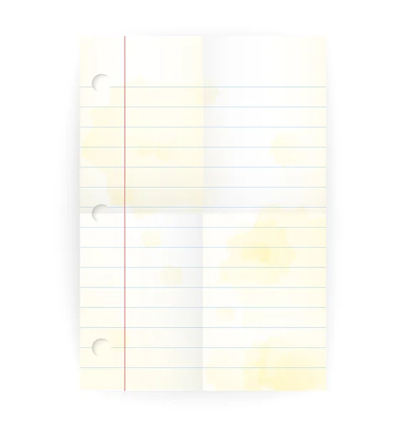 Vector old notepad ruled blank page with folds — Stock Vector