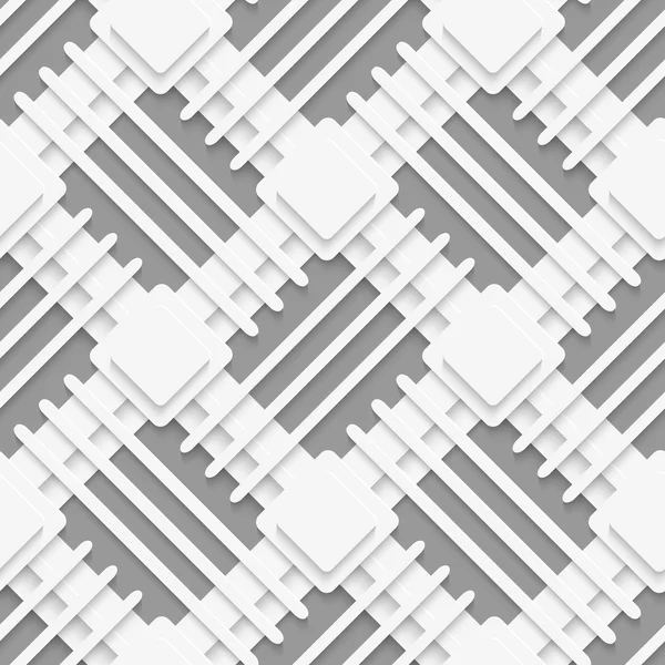 Белые квадраты и линии, сложенные на сером — стоковый вектор